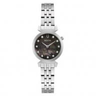 Bulova Classic Womens Diamond Accent Silver Tone Stainless Steel Bracelet Watch 96p221