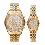 Michael Kors Lexington Chronograph His and Hers Gold-Tone Stainless Steel Watch Gift Set