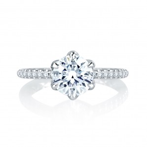 14K White Gold 0.33Ctw Semi Mount With 1.50Ct Head.