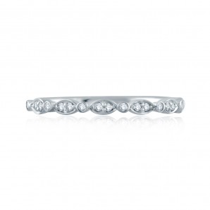 14K White Gold Semi Mount Diamond Wedding Band