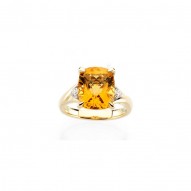 14K Yellow Citrine & 1/6 CTW Diamond Ring