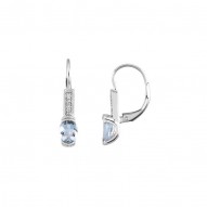 14K White Aquamarine & .08 CTW Diamond Earrings