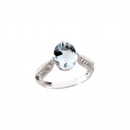 Aquamarine & Diamond Accented Ring