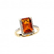 Madeira Citrine & Diamond Halo-Style Ring