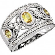 14K White Canary Yellow Sapphire & 1/4 CTW Diamond Ring