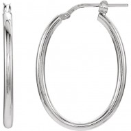 Sterling Silver 22x28mm Oval Tube Hoop Earrings