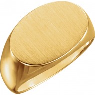 14K Yellow 12x18mm Oval Signet Ring