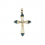 Cross Pendant W/diamond And Sapphire -50030280