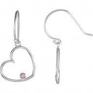Sterling Silver .03CTW Diamond Heart Earrings