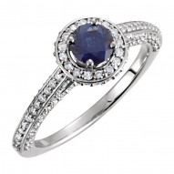 14K White Sapphire & 5/8 CTW Diamond Engagement Ring