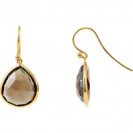 Sterling Silver Smoky Quartz Earrings with 14K Yellow Gold Plating