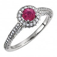 14K White Ruby & 5/8 CTW Diamond Engagement Ring