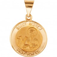14K Yellow 18.5mm Round Hollow St. Andrew Medal