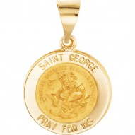 14K Yellow 18.25mm Round Hollow Miraculous Medal