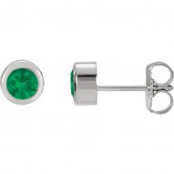 Sterling Silver Imitation Emerald Earrings