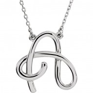 Sterling Silver "O" Script Initial 16" Necklace
