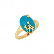 Chinese Turquoise Leaf Design Ring