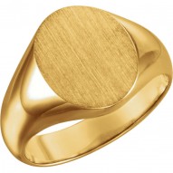 14K Yellow 12x10mm Oval Signet Ring