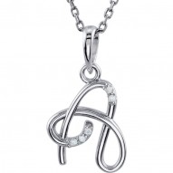 Sterling Silver .03 CTW Diamond Letter "B" Script Initial 18" Necklace