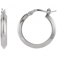 Sterling Silver 20mm Round Knife Edge Tube Style Hoop Earrings
