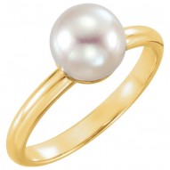 14K Yellow 7.5-8mm Freshwater Cultured Pearl Ring