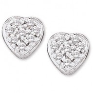 14K White 1/10 CTW Diamond Heart Earrings