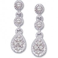 14K White 1/8 CTW Diamond Link Earrings