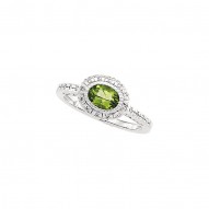 Peridot & Diamond Halo-Style Ring