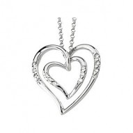 14K White 1/10 CTW Diamond Heart Necklace