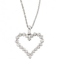 14K White 1 CTW Diamond Heart Necklace