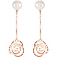 Freshwater Cultured Pearl Rose Earrings