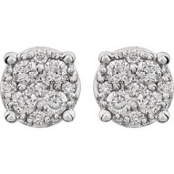 14K White 1/4 CTW Diamond Cluster Friction Post Earrings