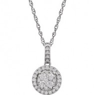 14K White 1/2 CTW Halo-Style Diamond 18" Necklace