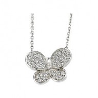 Sterling Silver Cubic Zirconia Butterfly 18" Necklace