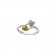 Natural Yellow & White Diamond Heart Ring