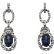 14K White 1/4 CTW Diamond & Blue Sapphire Earrings