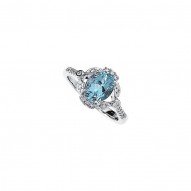 Aquamarine & Diamond Accented Ring