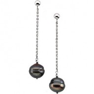 Sterling Silver Freshwater Cultured Black Pearl Earrings