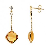 14K Yellow Citrine & .05 CTW Diamond Earrings