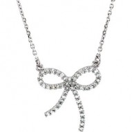14K White 1/4 CTW Diamond Bow 16" Necklace