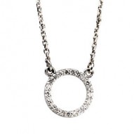 14K White 1/10 CTW Diamond Circle 16" Necklace