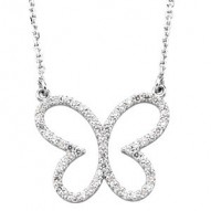 14K White 1/3 CTW Diamond Butterly 16" Necklace