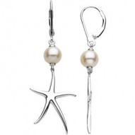 Freshwater Cultured Pearl Starfish Lever Back Earrings