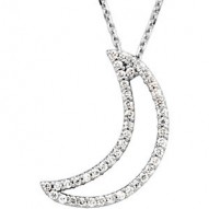 14K White 1/5 CTW Diamond Crescent Moon 16" Necklace