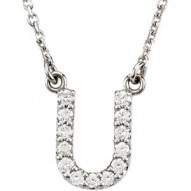 14K White Letter "S" 1/6 CTW Diamond 16" Necklace
