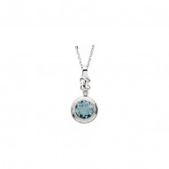 Genuine Aquamarine & Diamond Pendant