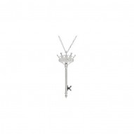 Sterling Silver 1/8 CTW Diamond Crown Key Pendant