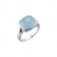 Sterling Silver 12x10mm Genuine Milky Aquamarine Ring