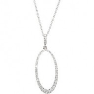 14K White 5/8 CTW Diamond Oval Silhouette 18" Necklace