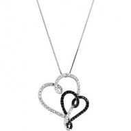 Black & White Double Heart Necklace